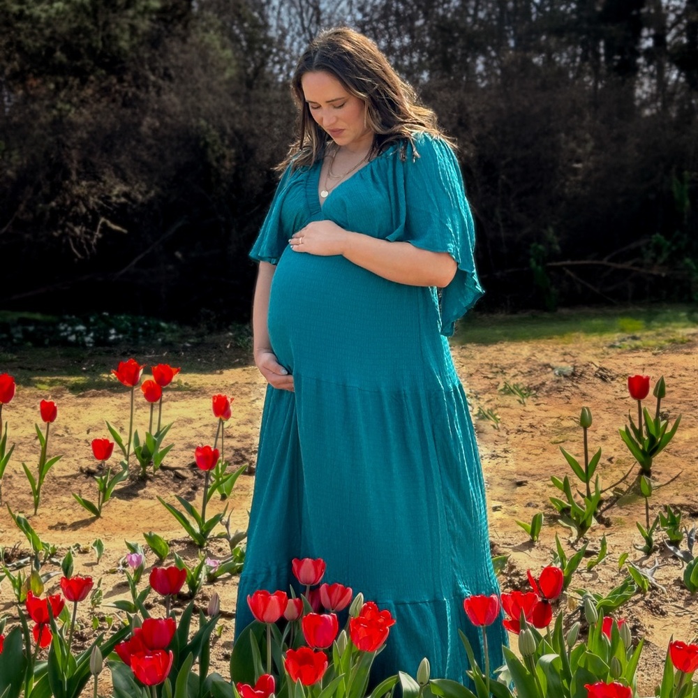 Backless Teal Maxi Dress